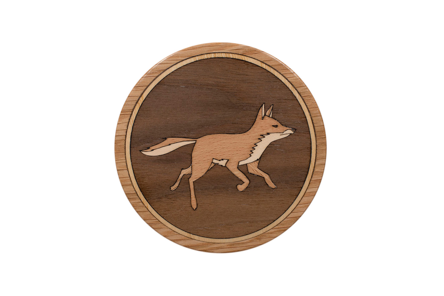 Traditional Oak Keepsake Box with Fox Marquetry, optional Personalised Engraving