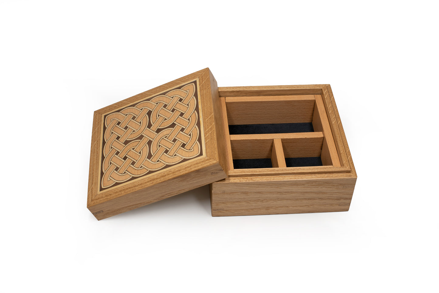 Keepsake Box, Handcrafted of Solid Oak with Celtic Pictish Marquetry inlays, optional Personalised Engraving