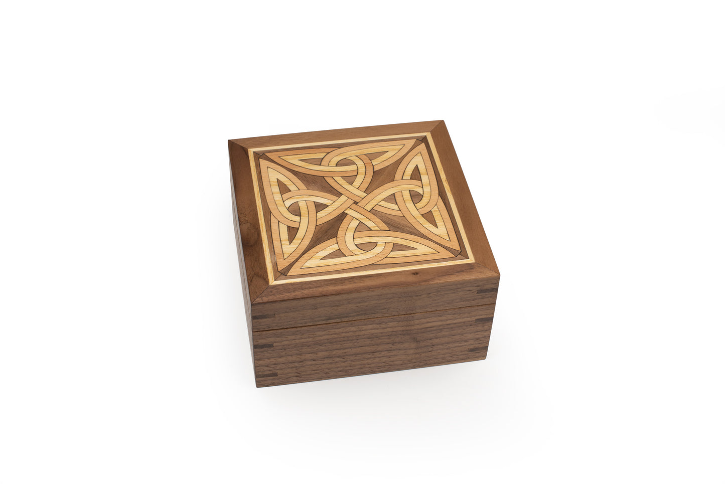 Keepsake Box, Handcrafted of Solid Walnut with Celtic Strathmartin Marquetry inlays, optional Personalised engraving